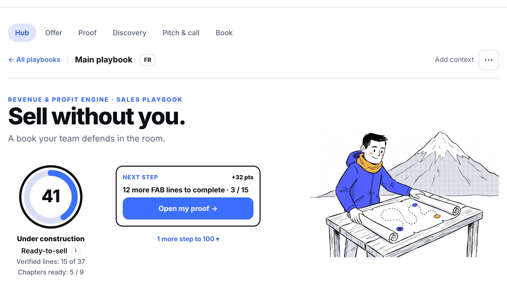 The Sales Playbook screen of FounderOS on a fictional company.